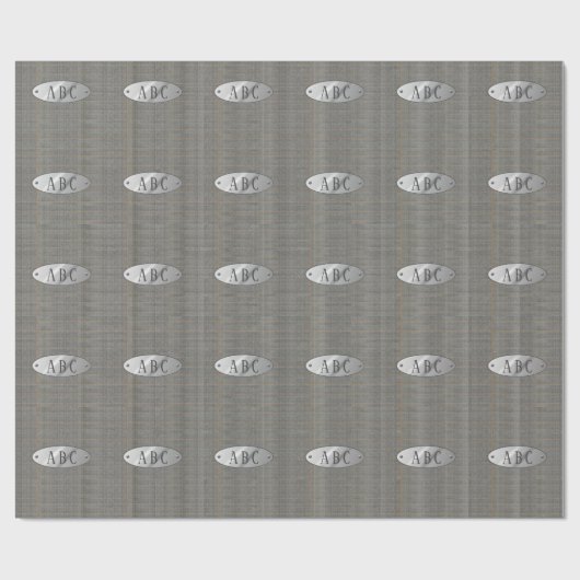 Mannelijke grijze tweed monogram cadeauverpakking  cadeaupapier (Vlak)