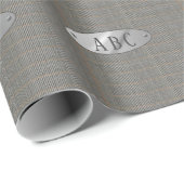 Mannelijke grijze tweed monogram cadeauverpakking  cadeaupapier (Rol Hoek)