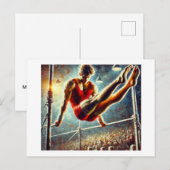 Mannelijke gymnast op parallelle bars, briefkaart (Voorkant / Achterkant)