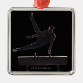 Mannelijke gymnast op pommel paard metalen ornament (Voorkant)