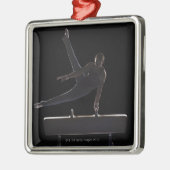 Mannelijke gymnast op pommel paard metalen ornament (Links)