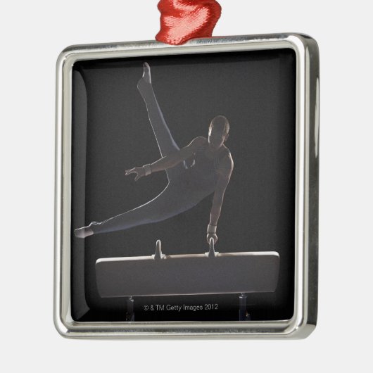 Mannelijke gymnast op pommel paard metalen ornament (Links)