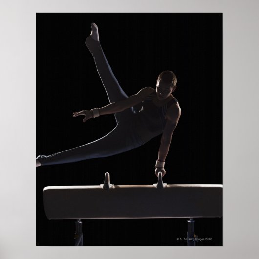 Mannelijke gymnast op pommel paard poster (Voorkant)
