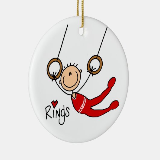 Mannelijke gymnast op ringen keramisch ornament (Rechts)