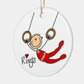 Mannelijke gymnast op ringen keramisch ornament (Links)