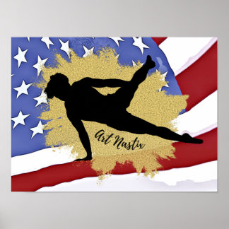 Mannelijke Gymnast Silhouette Art - Amerikaanse vl Poster
