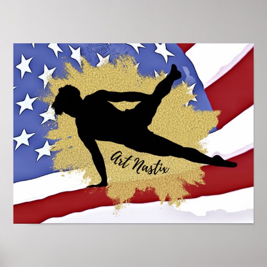 Mannelijke Gymnast Silhouette Art - Amerikaanse vl Poster (Voorkant)