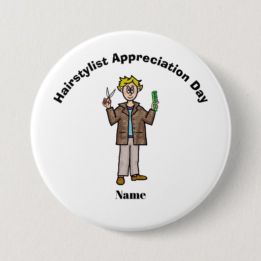 Mannelijke Haarstylist Appreciation Day Button (Voorkant)