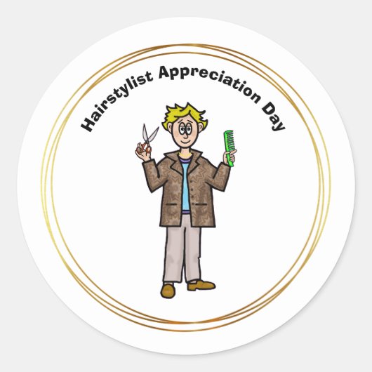 Mannelijke Haarstylist Appreciation Day Stickers (Voorkant)