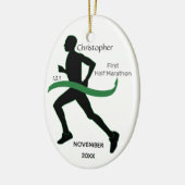 Mannelijke halve marathon met groene lint Ornament (Links)