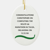 Mannelijke halve marathon met groene lint Ornament (Achterkant)