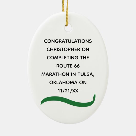 Mannelijke halve marathon met groene lint Ornament (Achterkant)