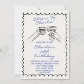 Mannelijke hand getekend voor hem verjaardagsfeest kaart (Voorkant)