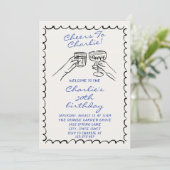 Mannelijke hand getekend voor hem verjaardagsfeest kaart (Staand voorkant)