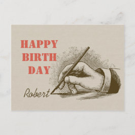 Mannelijke hand met een fontein pen CC0820 Birthda Briefkaart