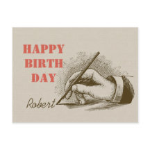 Mannelijke hand met een fontein pen CC0820 Birthda