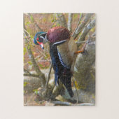 Mannelijke Hout Duck op de Boom Legpuzzel (Verticaal)