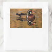 Mannelijke houten eend op Golden Lake Rechthoekige Sticker (Tas)