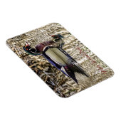 Mannelijke houten eenden zwemmen in vijver puzzel magneet (Rechterzijde)