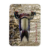 Mannelijke houten eenden zwemmen in vijver puzzel magneet (Verticaal)