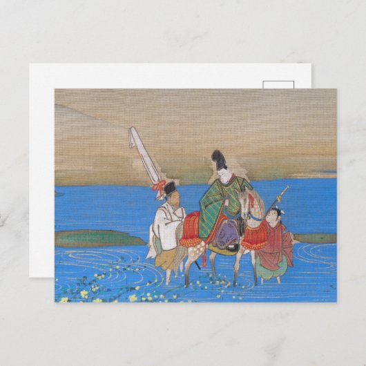 Mannelijke Hoveling die op Horseback Rivier (1839) Briefkaart (Voorkant / Achterkant)