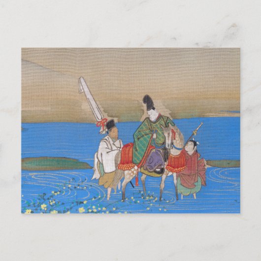 Mannelijke Hoveling die op Horseback Rivier (1839) Briefkaart (Voorkant)