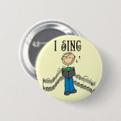 Mannelijke I Sing T-shirts en cadeautjes Ronde Button 5,7 Cm (Voorkant /achterkant)