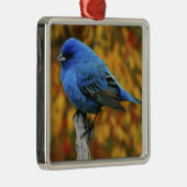 Mannelijke Indigo Bunting, Passerina cyanea Metalen Ornament (Rechts)