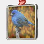 Mannelijke Indigo Bunting, Passerina cyanea Metalen Ornament (Links)