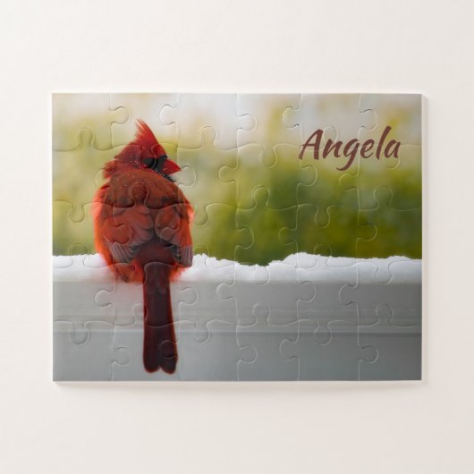 Mannelijke kardinaal 14x11 eenvoudig legpuzzel (Horizontaal)