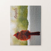 Mannelijke kardinaal 14x11 uitdagend legpuzzel (Verticaal)