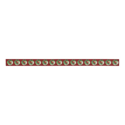 Mannelijke kardinaal en Holly Red Grosgrain Lint (Voorkant)