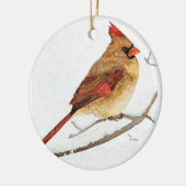 Mannelijke kardinaal en Vrouw Keramisch Ornament (Links)