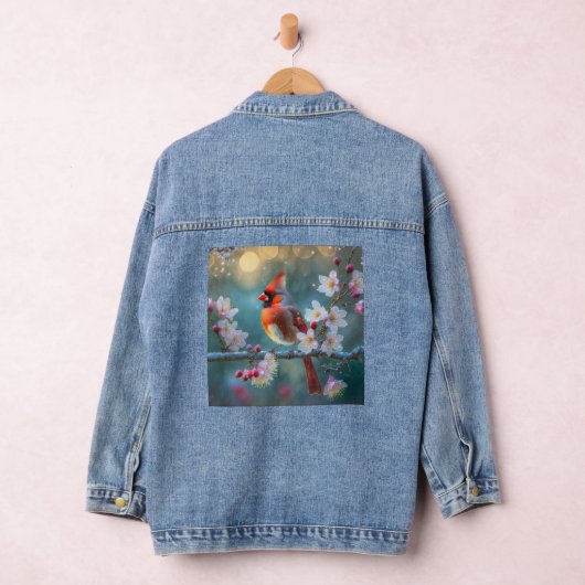 Mannelijke kardinaal in de Moonlight Cherry Blosso Denim Jacket (Hangar)