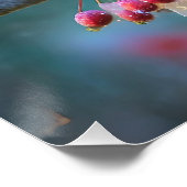 Mannelijke kardinaal in de Moonlight Cherry Blosso Perfect Poster (Hoek)