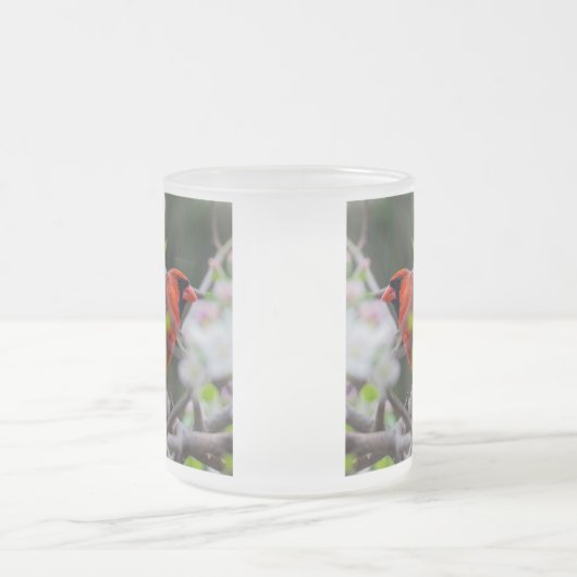 Mannelijke kardinaal in Springtime Matglas Koffiemok (Center)