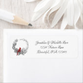 Mannelijke Kardinaal Rode Vogel en Krans Adres Etiket (Insitu)