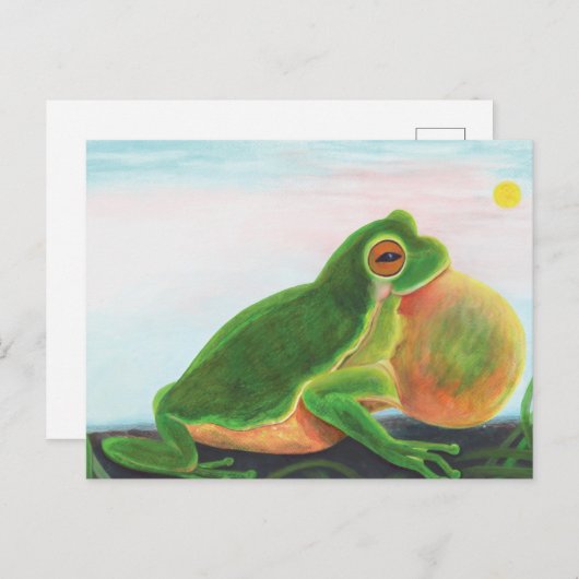 Mannelijke kikker zingt een lied om een partner aa briefkaart (Voorkant / Achterkant)