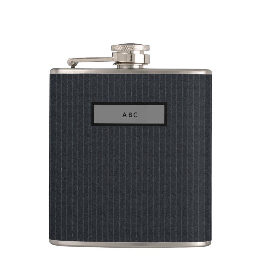 Mannelijke krijtstreep Heren Gepersonaliseerd Mono Heupfles (Voorkant)