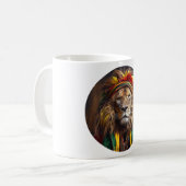 Mannelijke leeuw gekleed in rastafariaanse outfit koffiemok (Voorkant links)