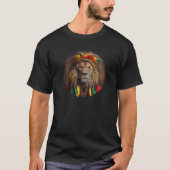 Mannelijke leeuw gekleed in rastafariaanse outfit t-shirt (Voorkant)