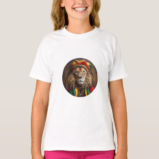 Mannelijke leeuw gekleed in rastafariaanse outfit t-shirt