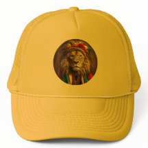 Mannelijke leeuw gekleed in rastafariaanse outfit