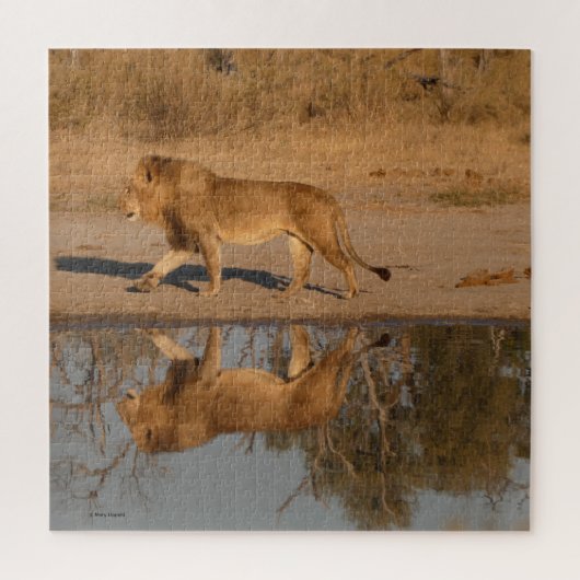 MANNELIJKE LEEUW Gereflecteerd Legpuzzel (Verticaal)