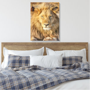 MANNELIJKE LEEUW GESTREKT CANVAS PRINT