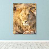 MANNELIJKE LEEUW GESTREKT CANVAS PRINT (Insitu (Houten vloer))