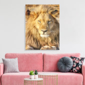MANNELIJKE LEEUW GESTREKT CANVAS PRINT (Insitu (Woonkamer))