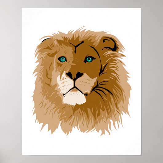 mannelijke leeuw met blauwe ogen poster (Voorkant)