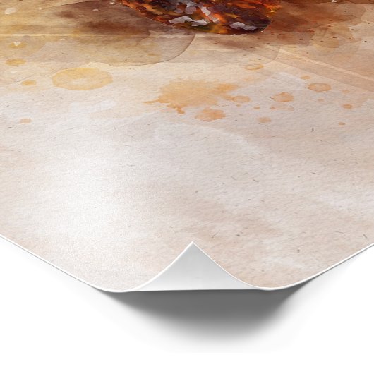 Mannelijke leeuw met grote manen Waterverf portret Foto Afdruk (Hoek)