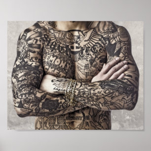Mannelijke Lichaam Tatoeage Foto Poster